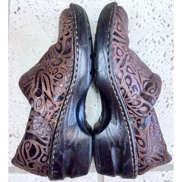 BOC BORN WOMENS Clogs, PEGGY Brown TOOLED SHOES SIZE 6 - Picture 6 of 12